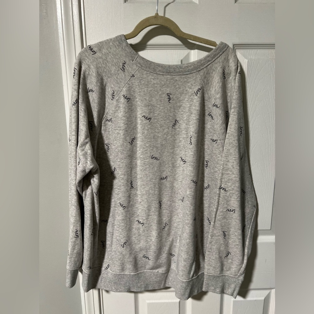 XXL LOVE SCRIPT CURSIVE OLD NAVY WOMENS CREW NECK SWEATSHIRT